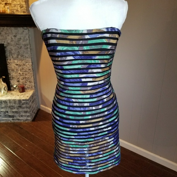 Strapless multicolored dress - Picture 2 of 8
